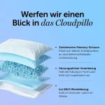 Cloudpillo Kopfkissen 40x80 cm Memory Foam Kissen für Seitenschläfer