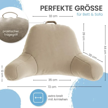 ELONEO Rückenkissen Lesekissen für Bett und Sofa mit Armlehnen Idea