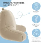 ELONEO Rückenkissen Lesekissen für Bett und Sofa mit Armlehnen Idea
