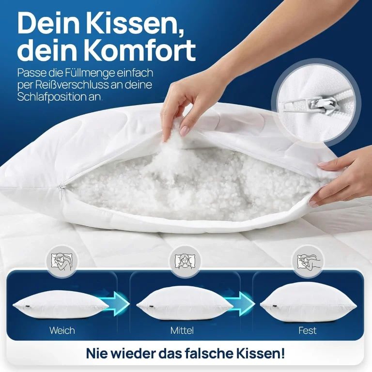 LILENO HOME Allergiker Kopfkissen 40x80 2er Set 95 C waschbar Oek