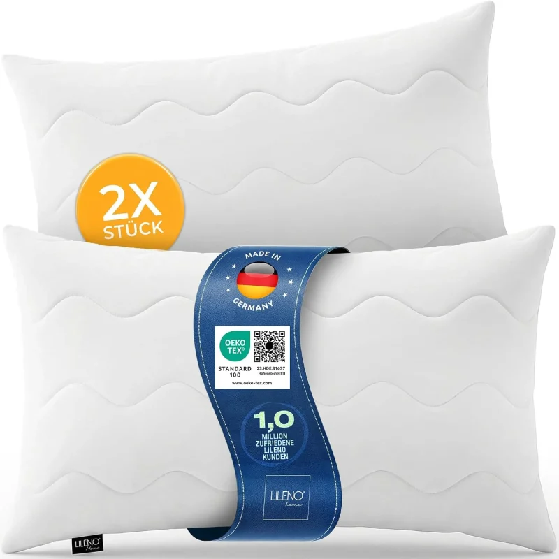 LILENO HOME Allergiker Kopfkissen 40x80 2er Set 95 C waschbar Oek