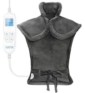 RENPHO Graphen Heizkissen für Nacken Schulter een zachte donkergrijze schouderwarmer met verstelbare band en controller