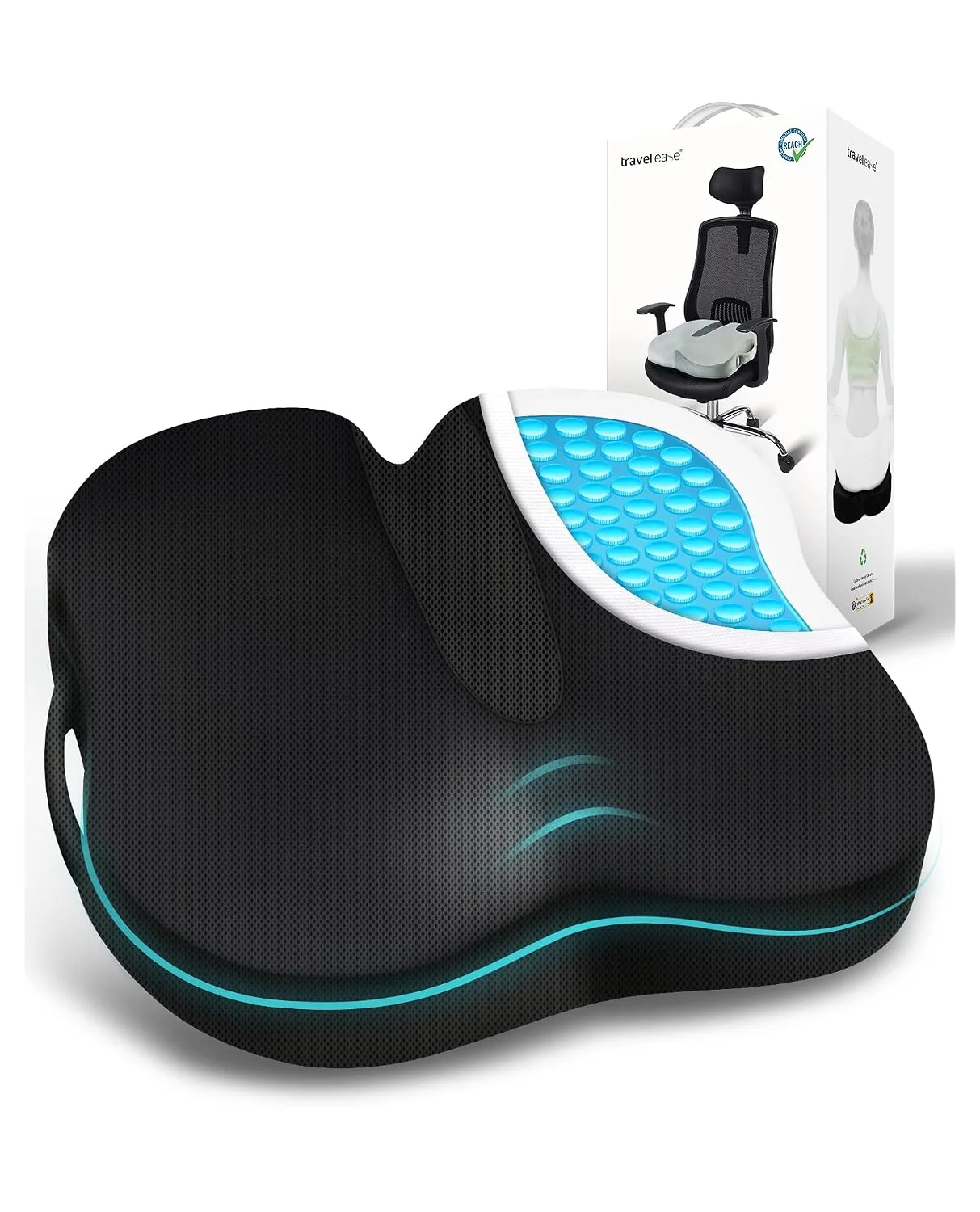 Travel Ease Ergonomisches Sitzkissen Premium Gel Memory Schaum Sitzpo