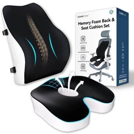 Travel Ease Memory Schaum Sitzkissen Lendenstützkissen Set Ergonomi